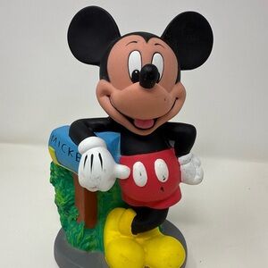 Walt Disney Attractions Mickey Mouse And Mailbox Plastic Piggy Bank Vintage